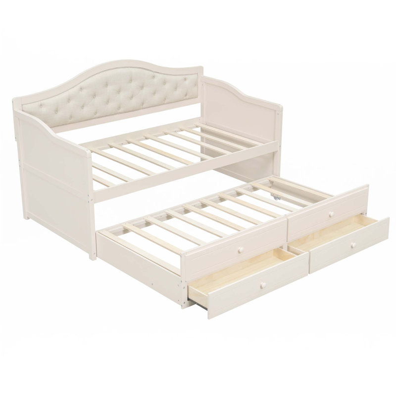 Lit de jour simple avec couchette, Beige