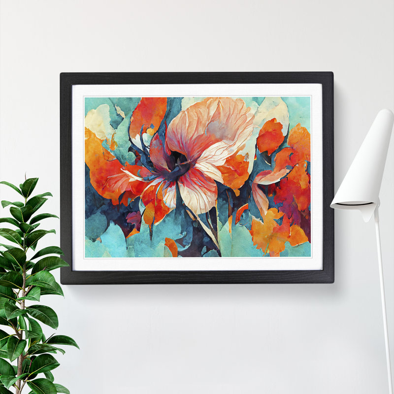 Flowers Abstract Vol.6 - Single Picture Frame Print, Black Framed, 46cm H x 64cm W x 2cm D