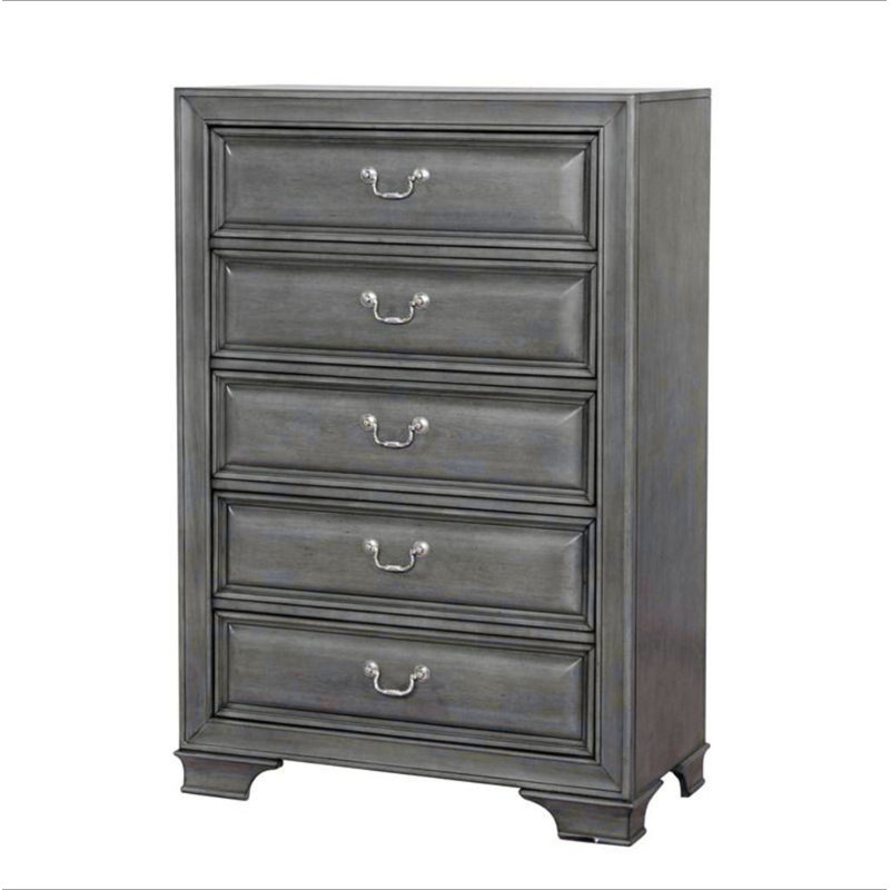 Mobilier de chambre à coucher style transitionnel à finition grise 1 pièce, Gris