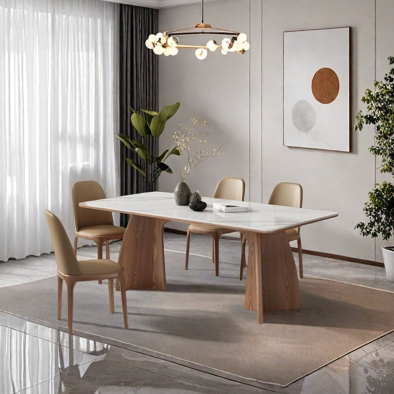 Modern minimalist dining table set, 30.31"H x 70.87"L x 35.43"W
