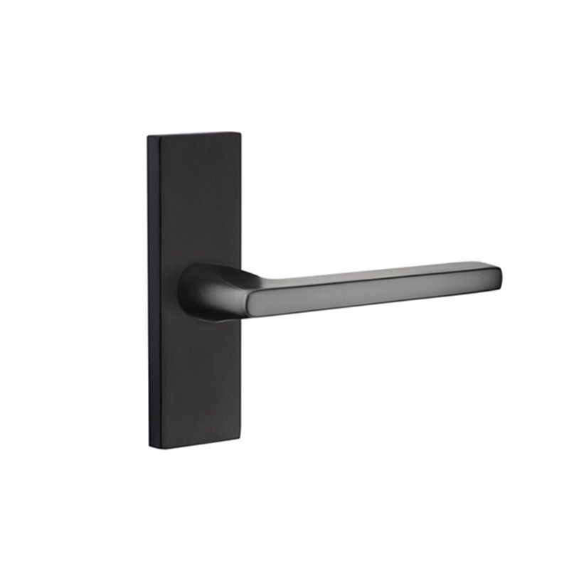 Helios Flat Passage (Hall & Closet) Door Lever with Rectangle Rosette, Right, Flat Black