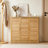 5-Tier 21 Pairs Storage Free Standing Bamboo Shoe Rack Blinds with Door, for Entryway Hallway