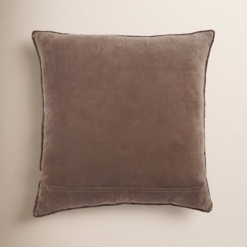 Kam Square Cotton Pillow Cover & Insert, Dark Brown, Polyester/Polyfill