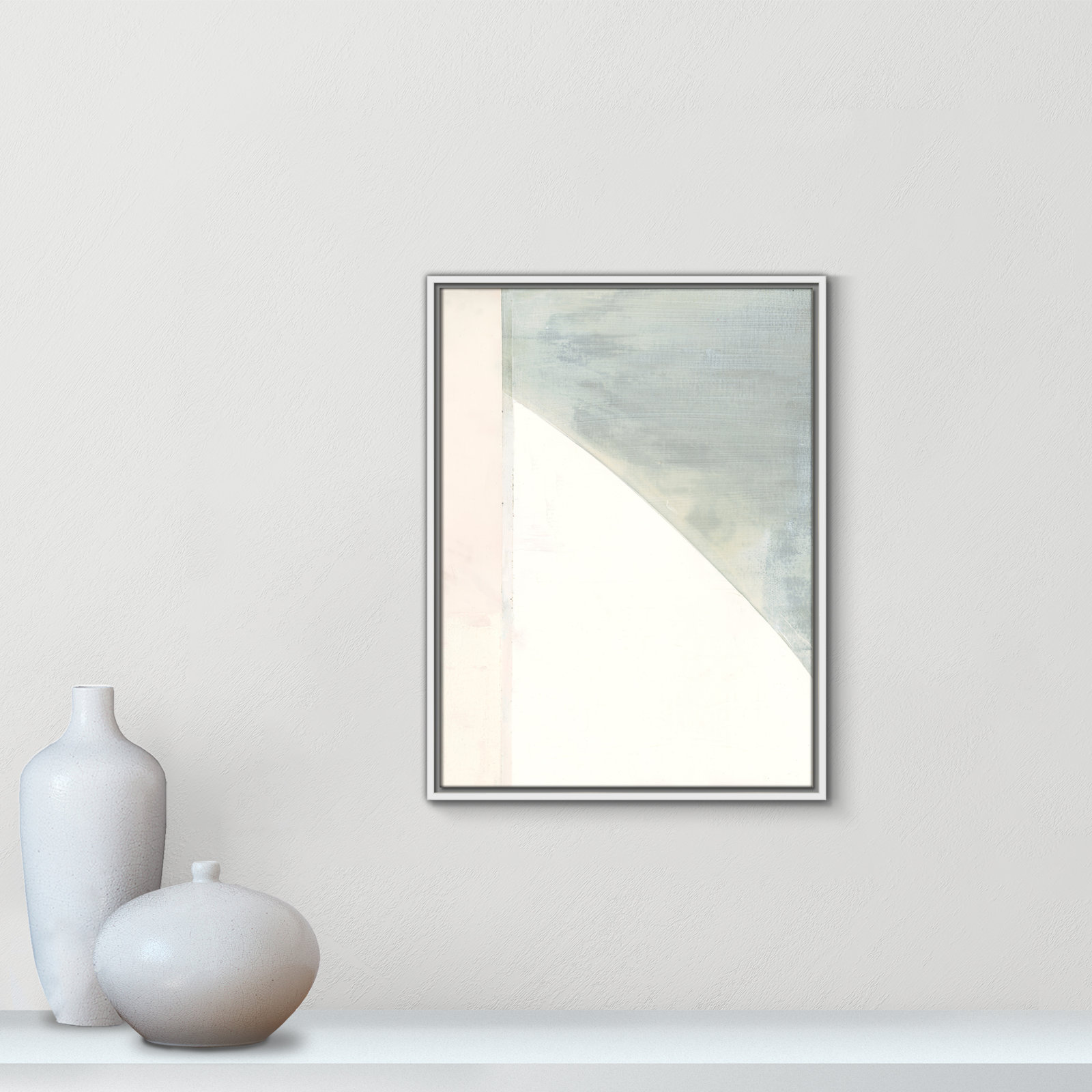 Alexandria "In Neutral I" Painting by Cartissi, White Framed Canvas, 25.5" H x 19.5" W x 2" D