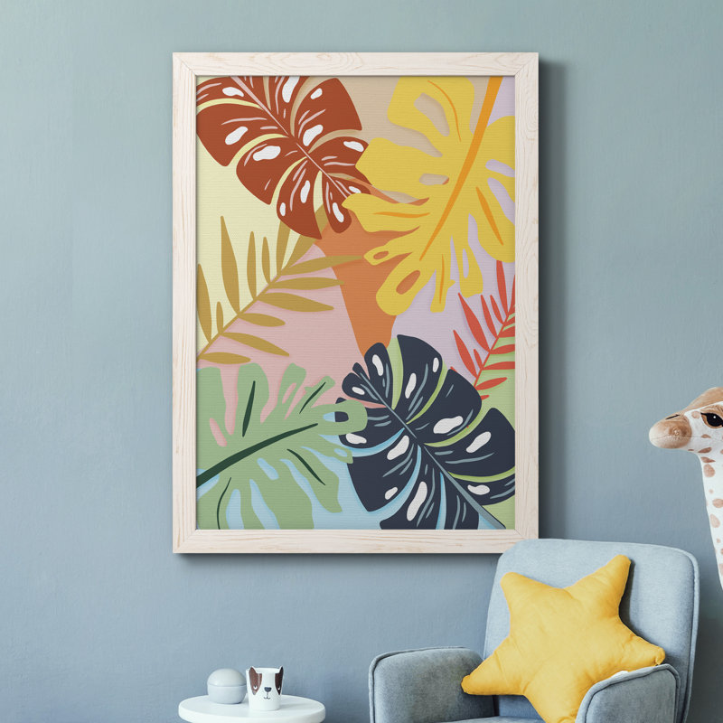 «Tropical Foliage II», peinture sur toile encadrée, Cadre blanc, H 37,5 po x l 27,5 po x P 1,5 po