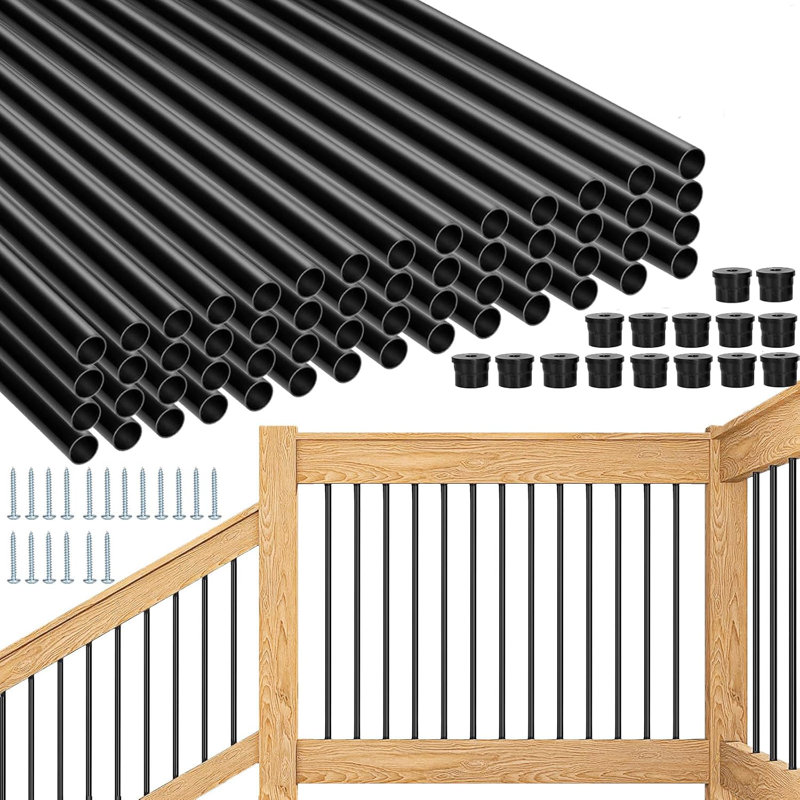 101 Pack 36" Aluminum Deck Balusters, Round Black Deck Railing Deck Spindles