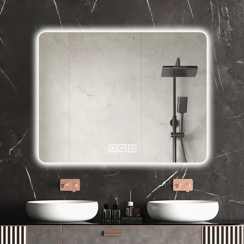 Miroir de salle de bain à DEL pour salle de bain: brouillard, gradation à 5 niveaux, corrosion, résistance d'installation sans effort