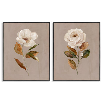 «Rustic Style Rose Blooms», ensemble de 2 impressions giclées encadrées, design par Livi Finn
