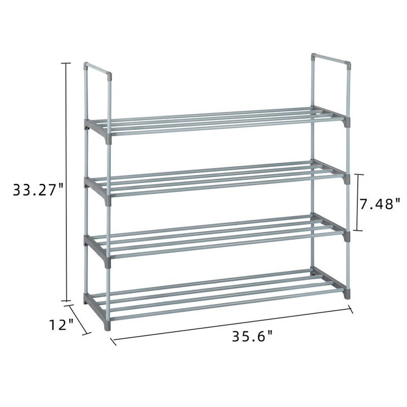 32 Pair Stackable Shoe Rack, Grey
