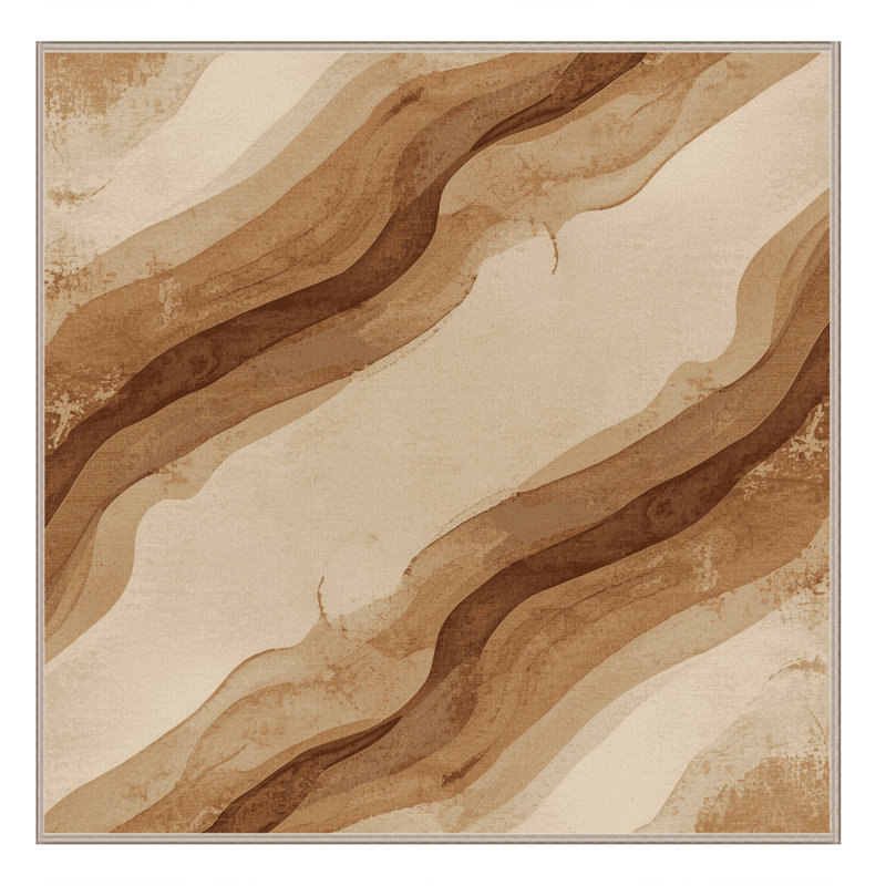 Machine Washable Pantelis Modern Rustic Vintage Look Rug in Beige – Beige Binding, 6' Square