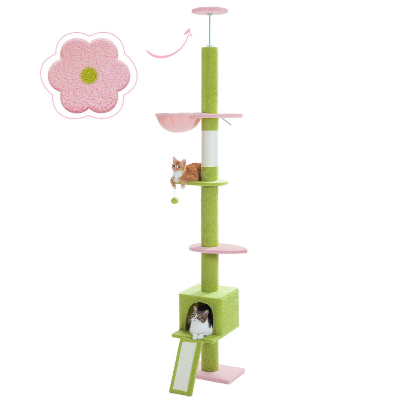 Tour pour arbre à chat à hauteur réglable à 5 niveaux pour chats d'intérieur avec maisonnette pour chat, poteau à griffes et échelle pour chat
