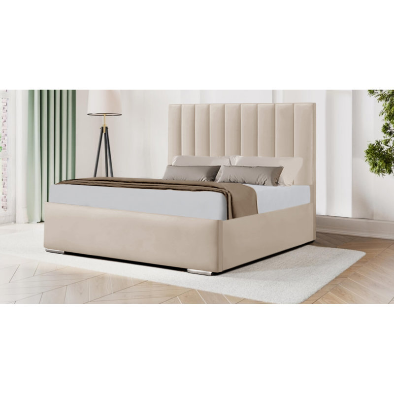 Anaih Upholstered Bed, Cream, Double (4'6)