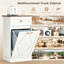 Meuble à poubelle basculant de 52 cm de large avec tiroir de rangement, meuble à poubelle dissimulé autoportant pour cuisine et buanderie, blanc/brun-135677183