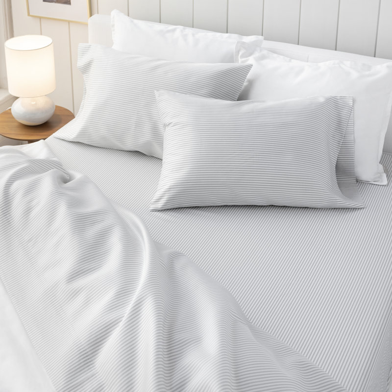 Ensemble de draps en satin de coton de qualité égyptienne à densité de tissage 250 fils Provence, Très grand