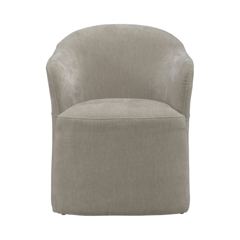 Faouzi Upholstered Dining Chair w/ Casters, Tan
