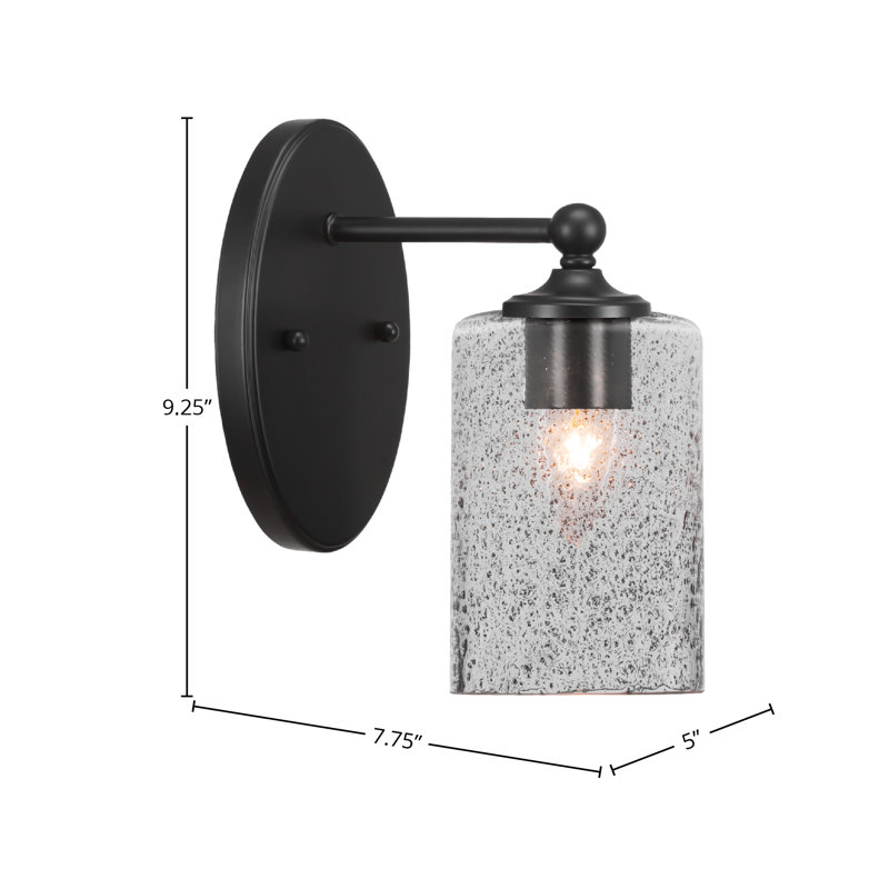 Applique murale Aitkens montrée avec verre à bulles 4 po, Noir mat