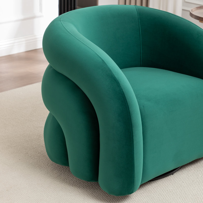 Fauteuil demi-tonneau rembourré et pivotant, Vert