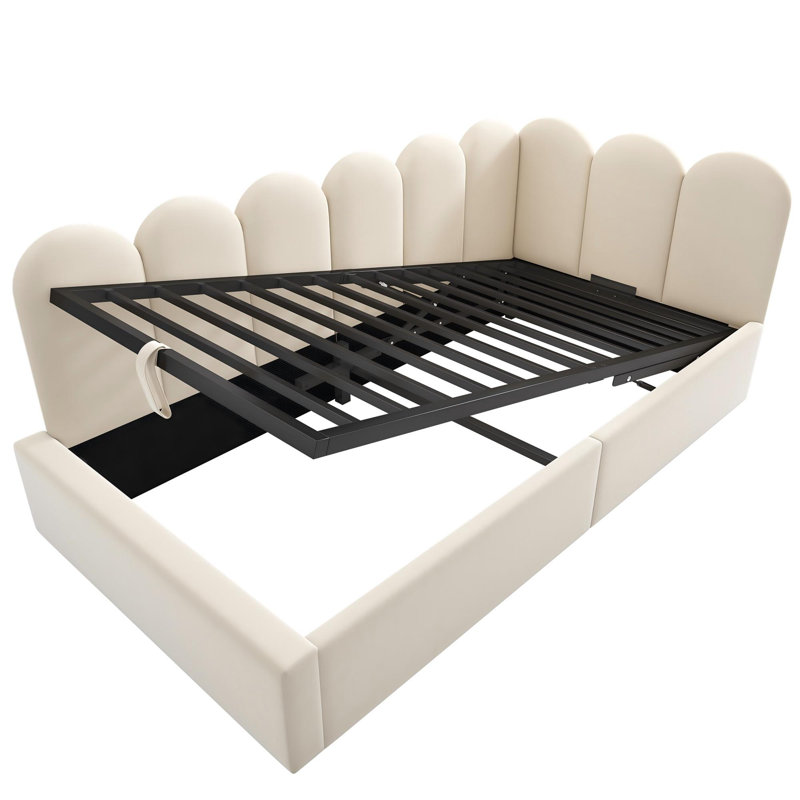 Bed, Beige, Solid Wood