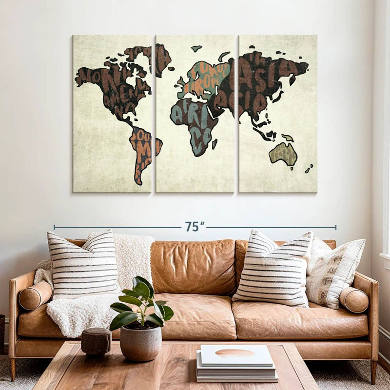Continents Word Briuna, H 42 po x l 65 po