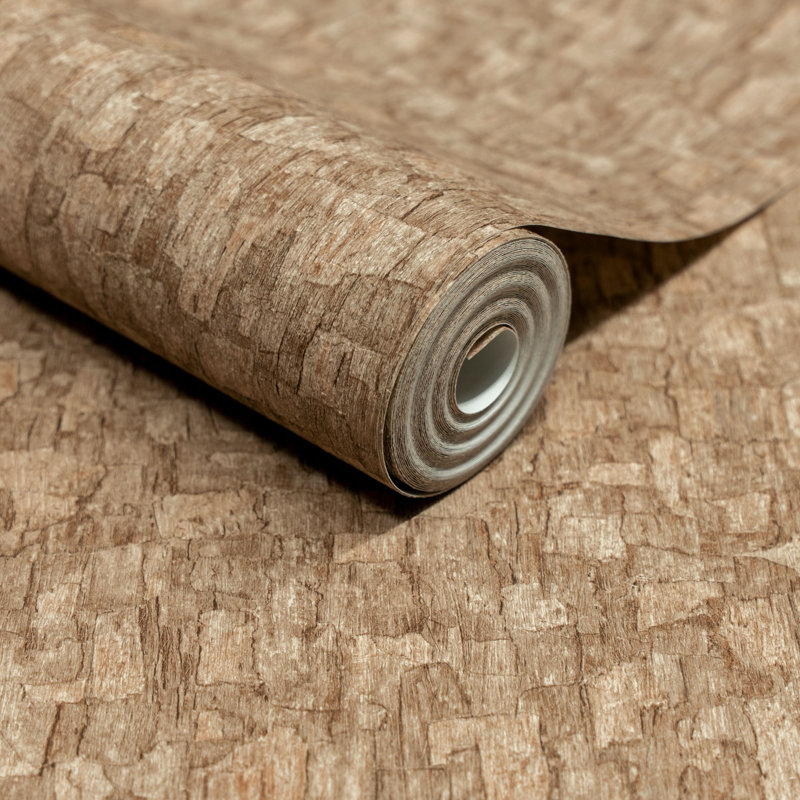 Surfaces Collection Bark Texture Wallpaper Roll, Brown