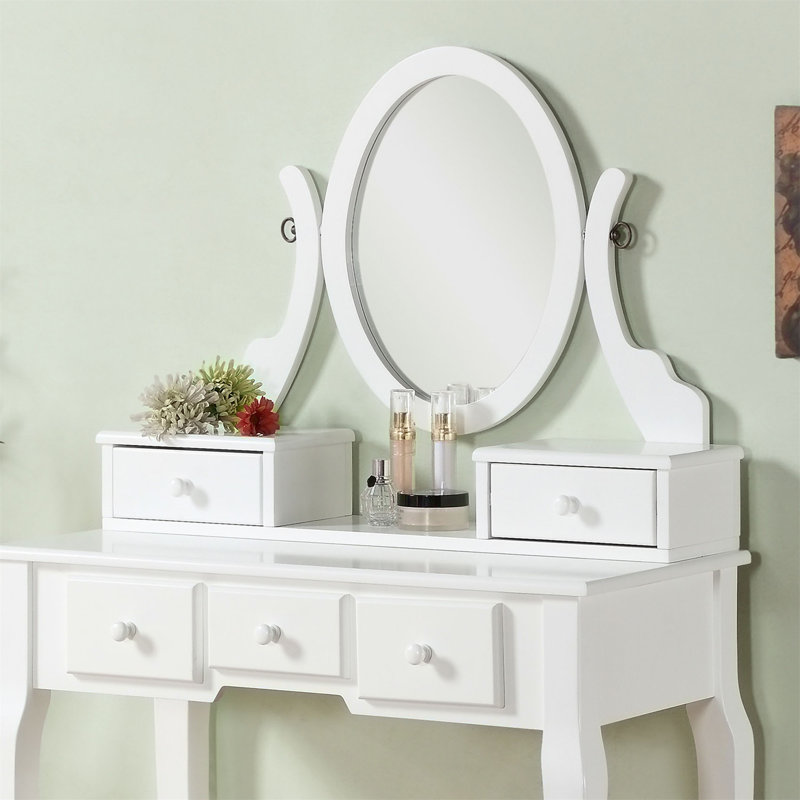 Ensemble coiffeuse et tabouret en bois