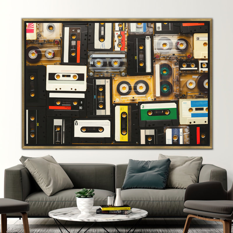 Impression sur toile rétro pour les amateurs de musique - pièce nostalgique unique, H 18 po x l 26 po, Doré
