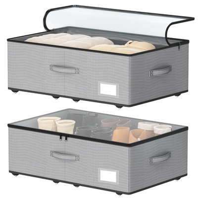 Rangement sous le lit avec roulettes, aucun assemblage requis, bacs de rangement sous le lit d'une hauteur de 10 pouces, contenants de rangement pour chaussures à roulettes sous le lit de grande capacité, tiroirs de rangement sous le lit