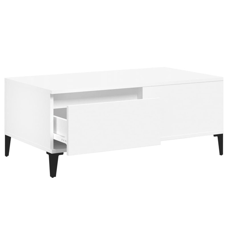 Laurinburg Four Leg Coffee Table with Storage, White, 36.5  x 90  x 50 cm