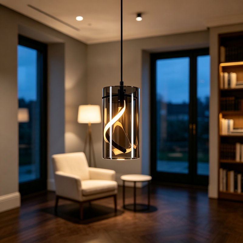 1 - Light Black LED Cylinder Pendant