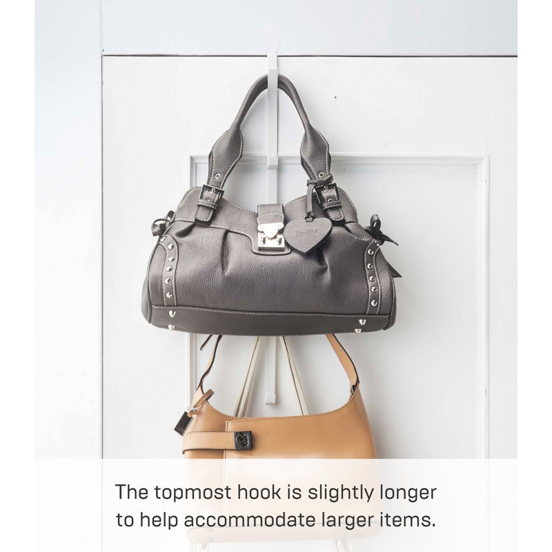 White Slim Over-the-Door Rack with Multiple Hooks