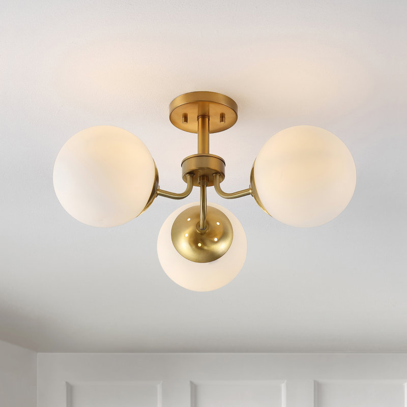 Plafonnier semi-encastré 3 lumières 23,5 po, Laiton doré