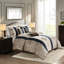 Bleu marine chambre à coucher - Très grand édredon 7 pièces avec lit et coussins essentiels-121259650