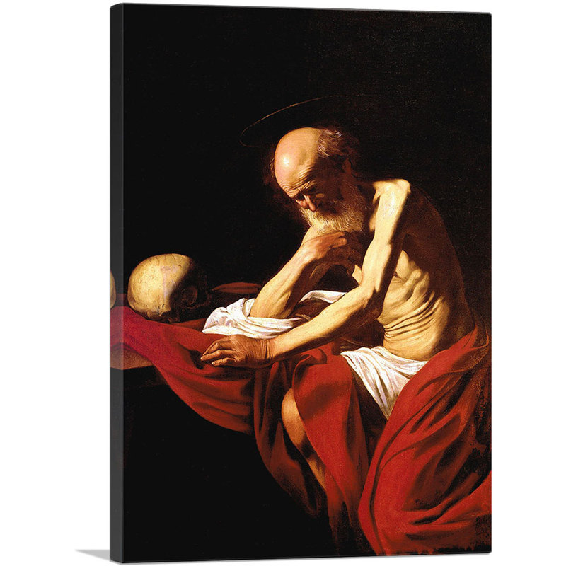 Saint-Jerome en méditation - 1606, H 26 po x l 18 po x P 0,75 po