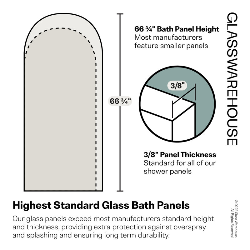 Maven 34 in. x 66.75 in. Frameless Arched Fluted Single Fixed Bath Panel, Oil Rubbed Bronze