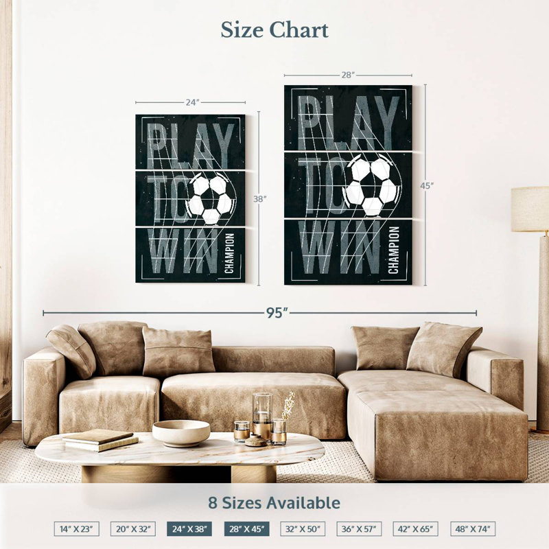 Panneau mural Play To Win Soccer, H 38 po x l 24 po