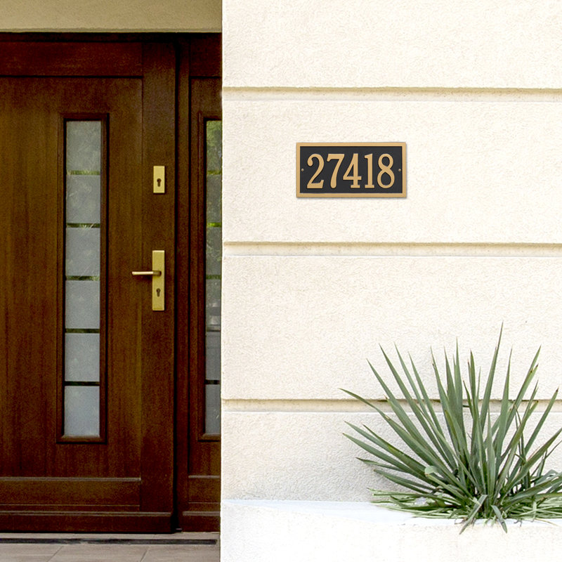 Bismark 1-Line Wall Address Plaque, Black, Yes