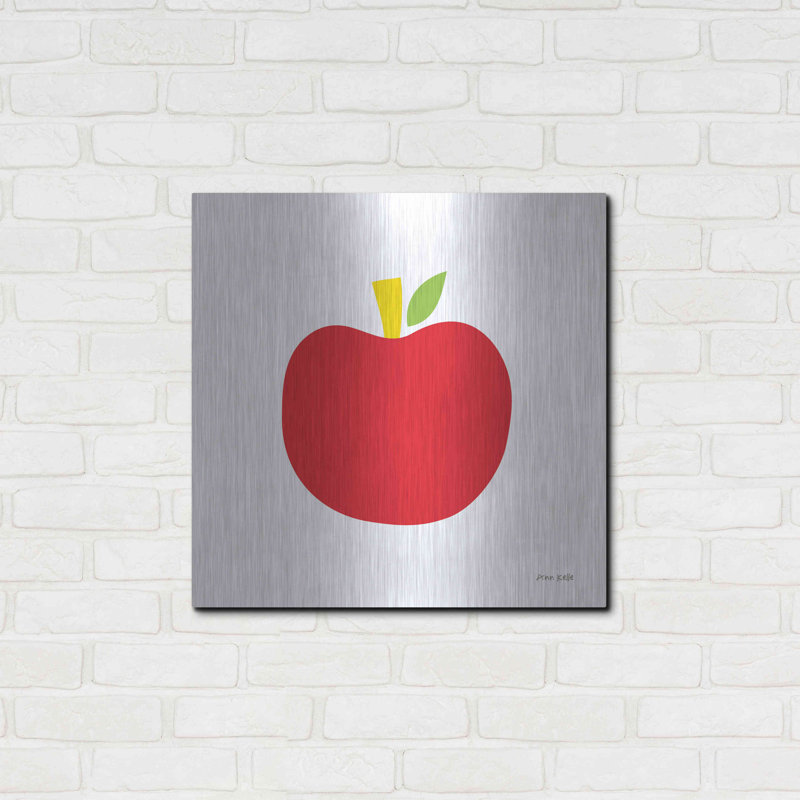 Pomme rouge par Ann Kelle - reproduction d'art sur métal sans cadre, H 24 po x l 24 po x P 0,13 po