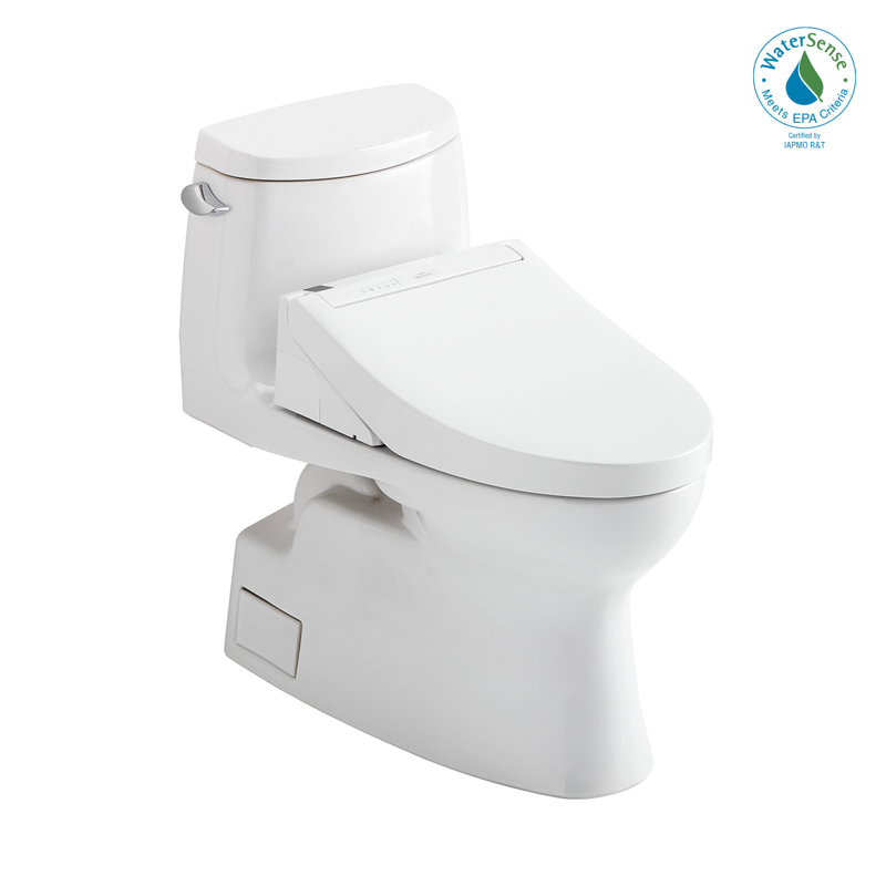 Toilette allongée une pièce 1,0 GPF TOTO® WASHLET + ® Carlyle® II 1G® et siège de bidet WASHLET + ® C5, blanc coton, 1