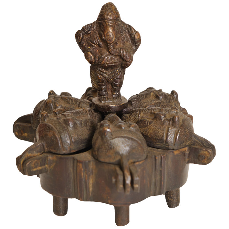 4" Handmade Brass Lord Ganesha Ritual Storage Box with Lid - Hindu Puja Samagri Container - Spiritual Home Organization Decor - Made in India