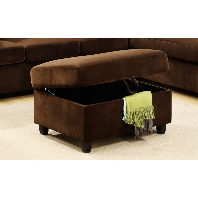 Belville Dark Brown Velvet Storage Ottoman