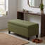 Repose-pieds de rangement avec couvercle rabattable, assemblage facile, pieds bouclés en tissu et en bois d'hévéa, vert rétro