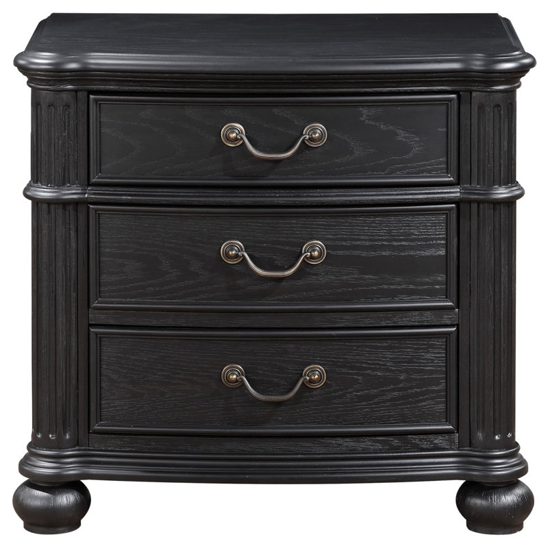 Table de chevet 3 tiroirs noire
