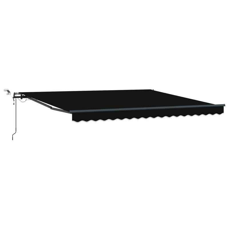 Brayden Studio Retractable Patio Awning, 400 cm W x 300 cm D, Black/Grey
