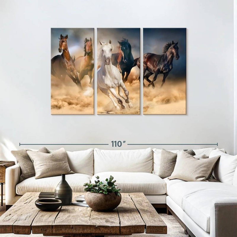 Brampt Sprinting Arab Horses, 48" H x 74" W