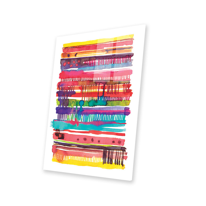 Lignes irrégulières d'aquarelle, reproduction Vainica sur verre acrylique, H 32 po x l 24 po x P 0,25 po