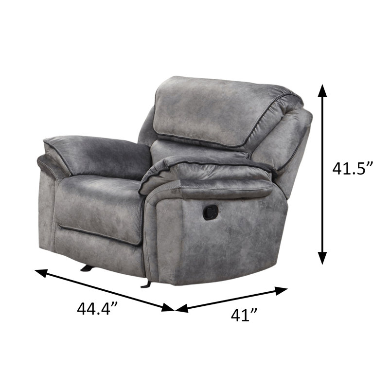44.4" W Transitional Recliner, Gray