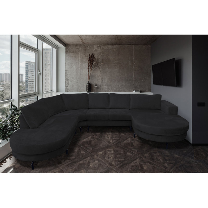 6 Seater Corner Sofa , Left Hand Facing, Black