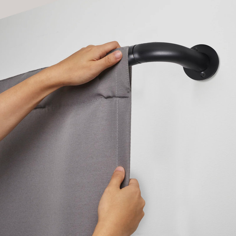 Blackout Extendable Curtain Pole & Hardware Set, Matte Black, 120cm - 210cm