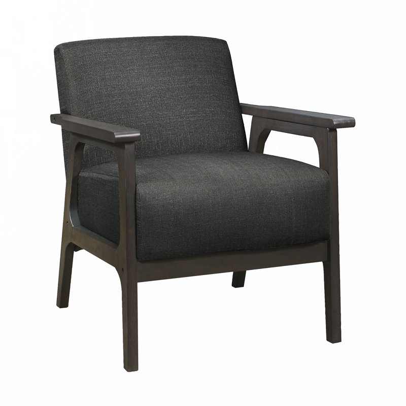 Chaise d'appoint rembourrée en tissu gris foncé et bois d'hévéa massif gris antique, Gris foncé
