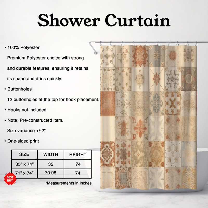 Tapis - Rideau de douche de qualité supérieure, H 74 po x l 71 po